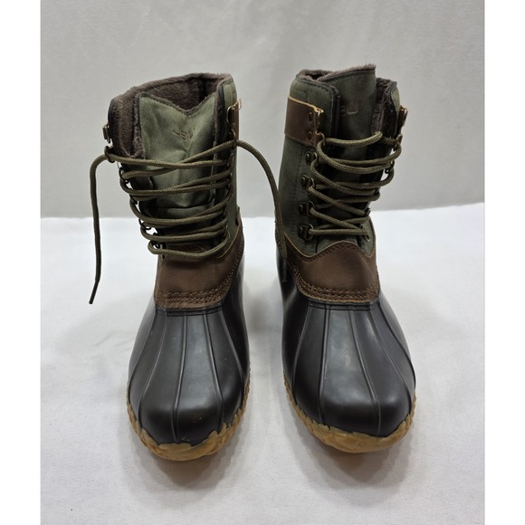 Jambu Shoes - JBU by Jambu Women's Windsor Waterproof Army Green & Brown Duck Boots. Size 9M
